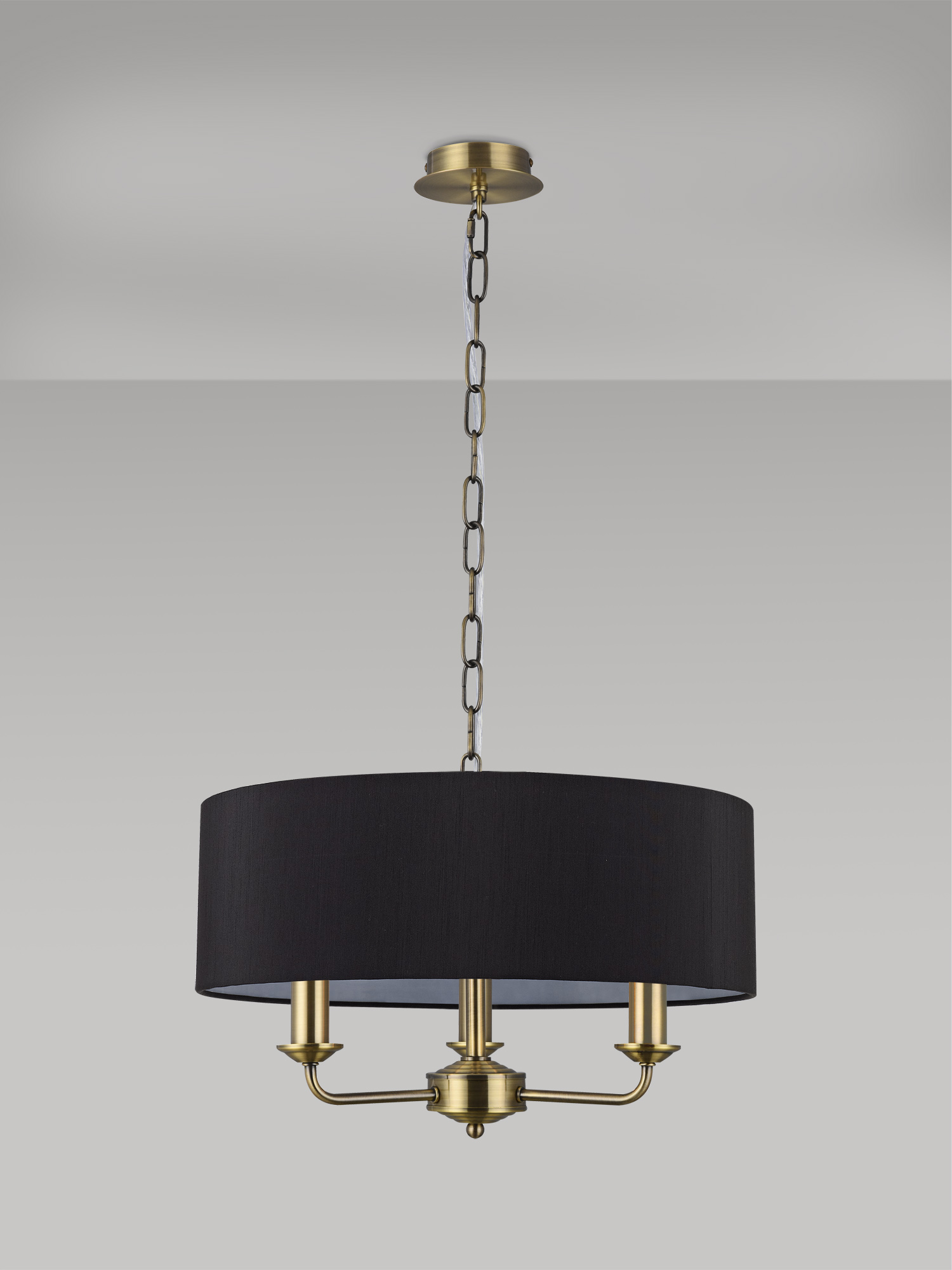 Banyan 45cm 3 Light Pendant Antique Brass, Black DK0033  Deco Banyan